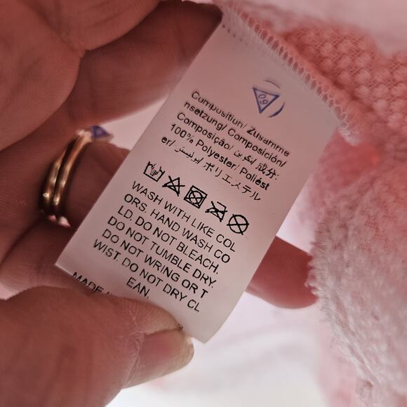 Shein XSmall 2 Sherpa Pink White Plaid Lambs Wool Cropped Jacket Cozy Cottage - Picture 6 of 10